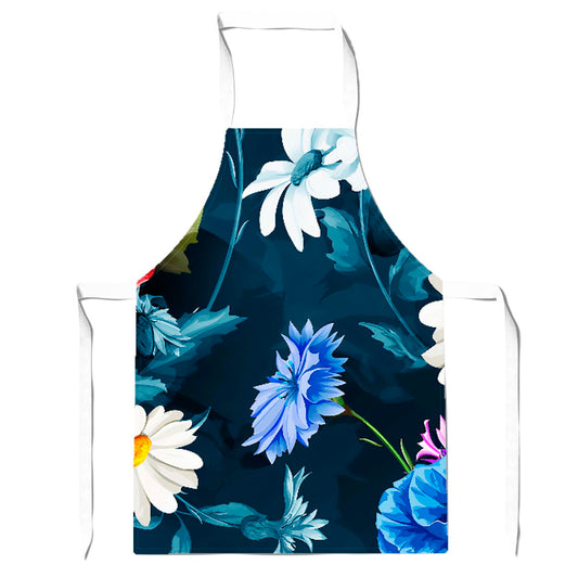 Poppy Flowers With Chamomile Blue Apron