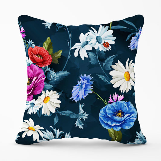 Poppy Flowers With Chamomile Outdoor Cushion