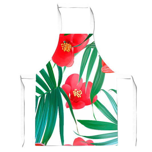 Tropical Flowers And Palm Leaves Hawaiian Apron