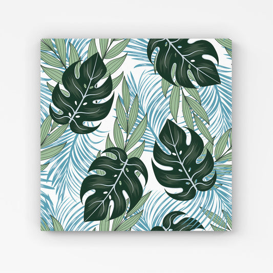Tropical Pattern With Bright Plants And Flowers Canvas