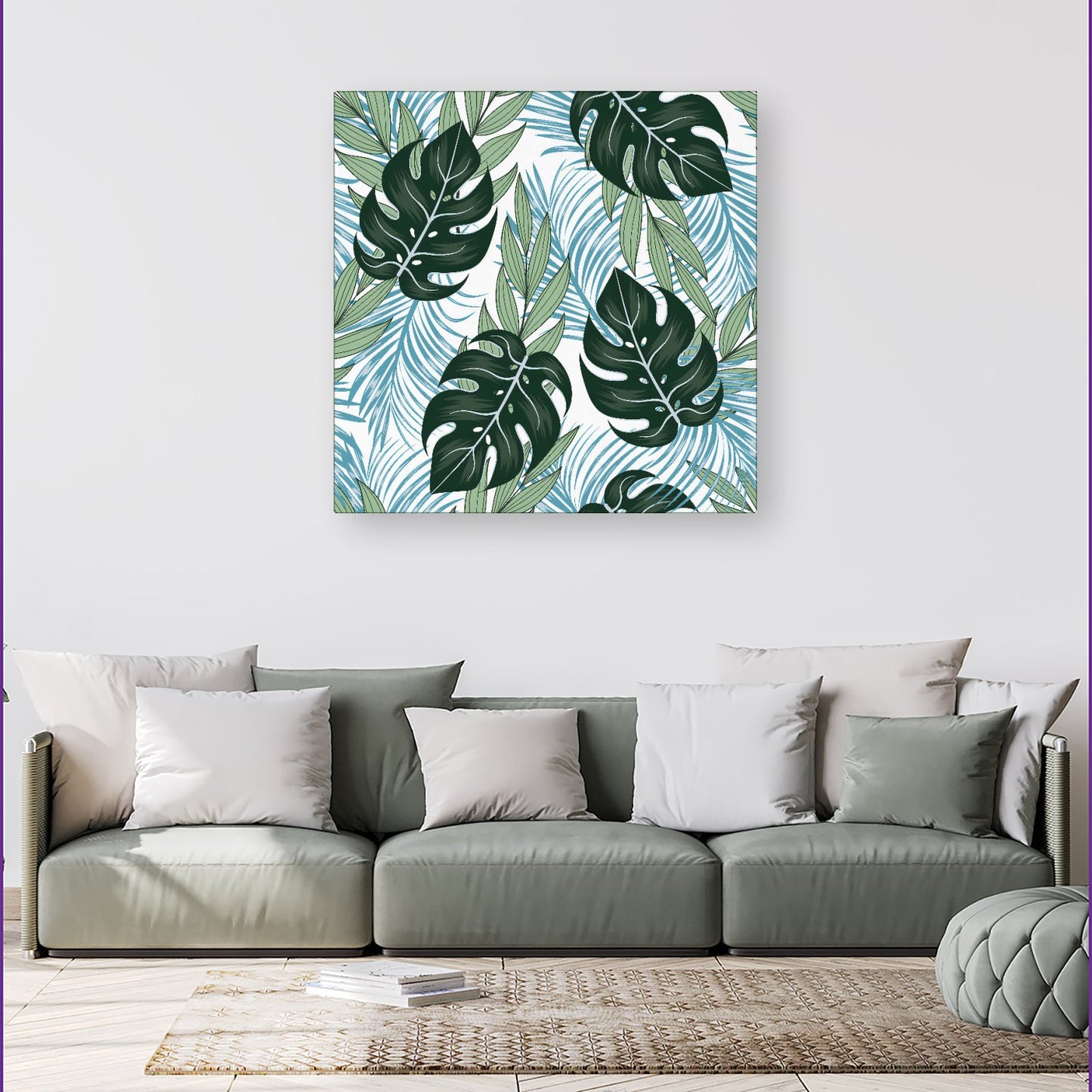 Tropical Pattern With Bright Plants And Flowers Canvas