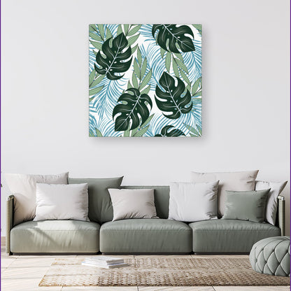 Tropical Pattern With Bright Plants And Flowers Canvas