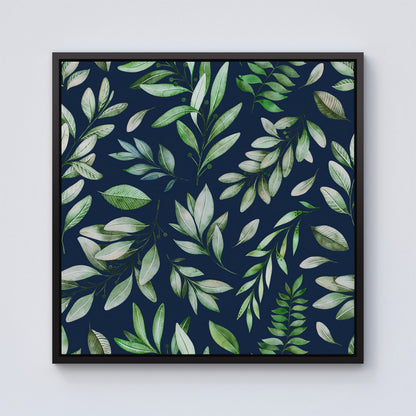 Watercolor Leaves Framed Canvas