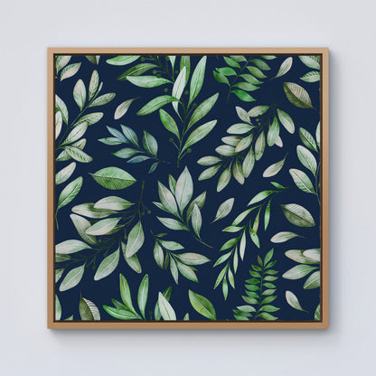 Watercolor Leaves Framed Canvas