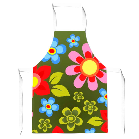 Red And Blue Flowers Apron