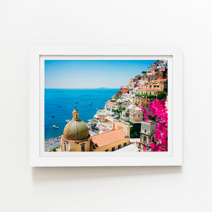 Positano With Flowers, Italy Art Prints