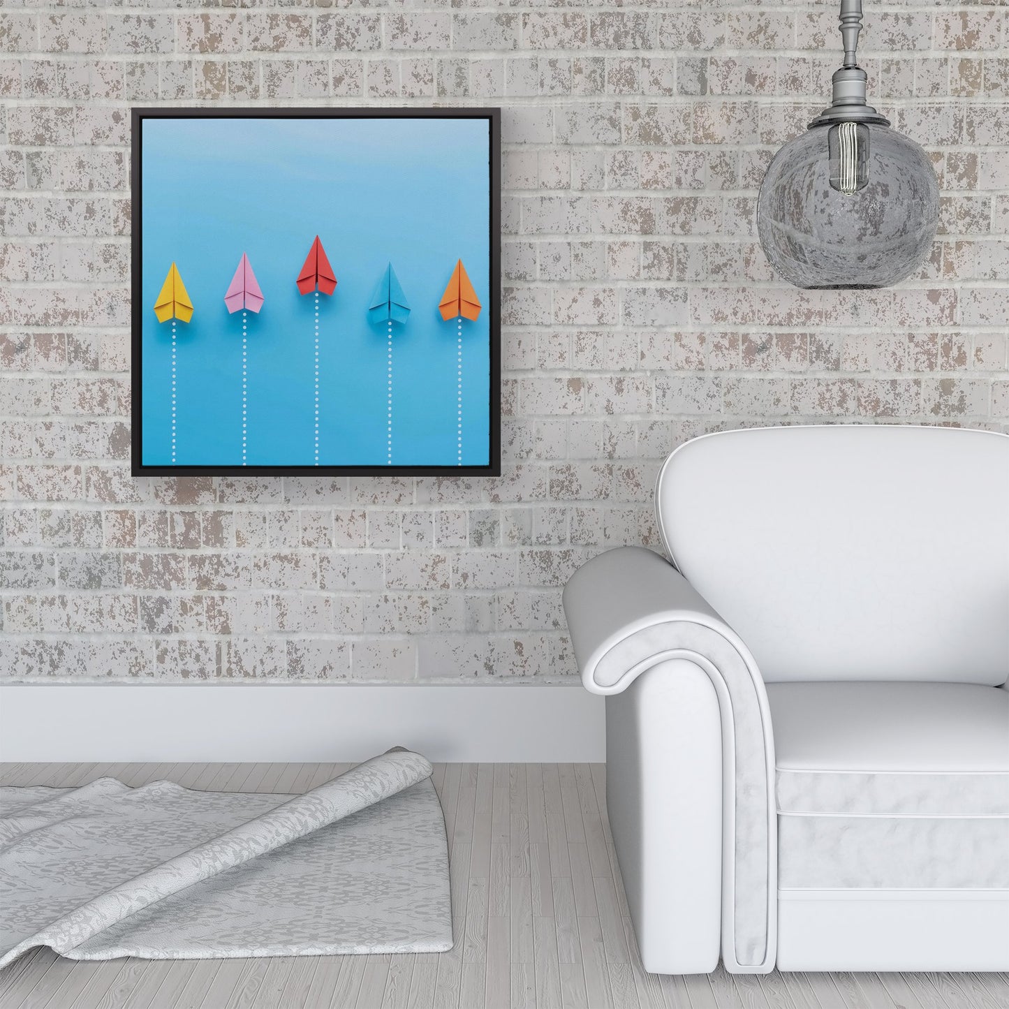 Paper Aeroplanes Framed Canvas
