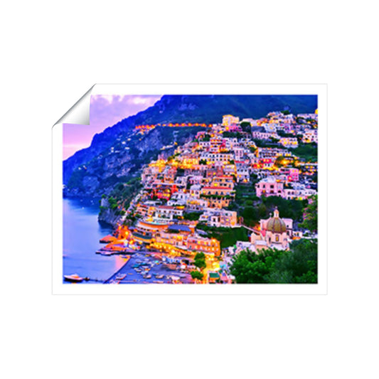 Postiano At Dusk, Amalfi Coast, Italy Art Prints