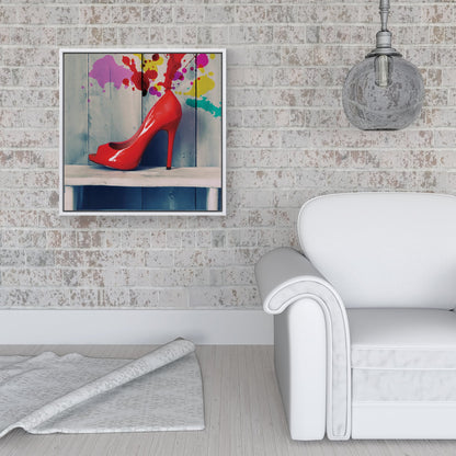 Retro Red Shoes Framed Canvas