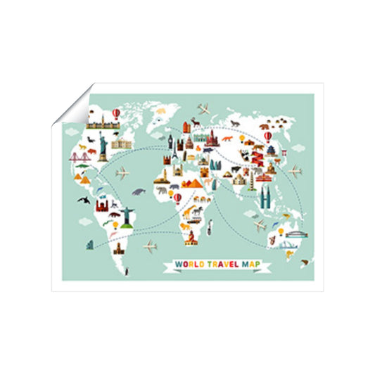 Cartoon Animal World Map Art Prints
