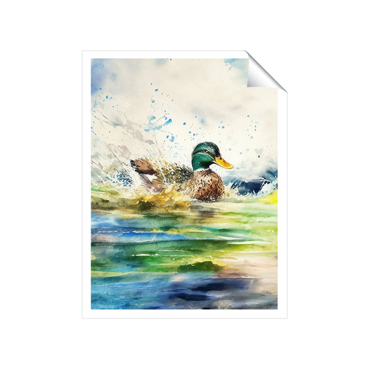 Splashing Mallard Watercolour Art Prints