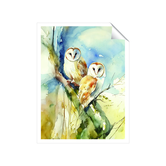 Barn Owls Watercolour Art Prints