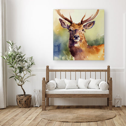 Splendid Stag Watercolour Canvas