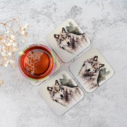 Loyal Wolf Watercolour Coasters