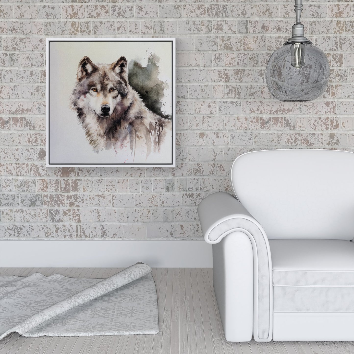 Loyal Wolf Watercolour Framed Canvas