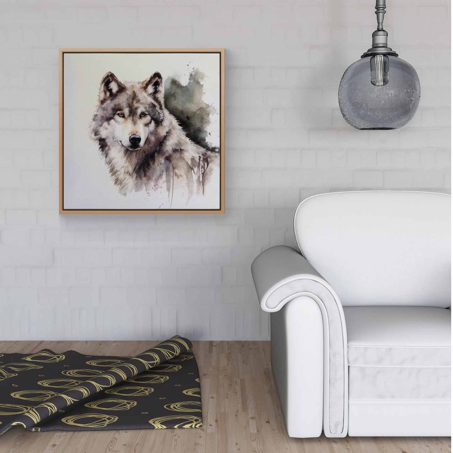 Loyal Wolf Watercolour Framed Canvas