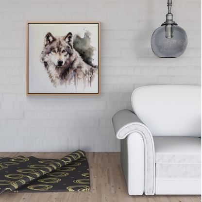 Loyal Wolf Watercolour Framed Canvas