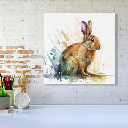Rabbit Splash Watercolour Canvas