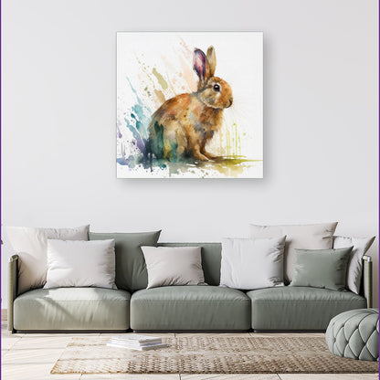 Rabbit Splash Watercolour Canvas