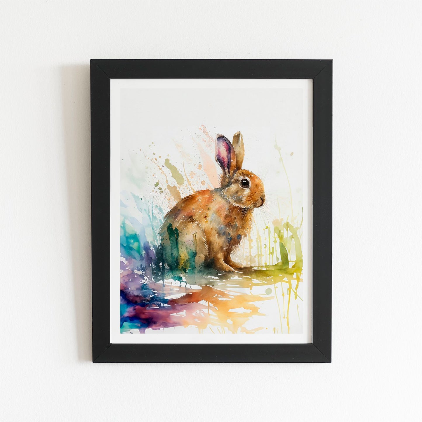 Rabbit Splash Watercolour Art Prints