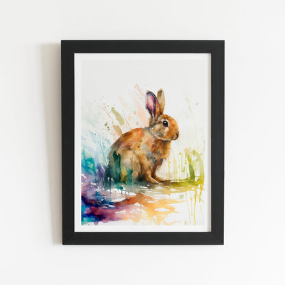 Rabbit Splash Watercolour Art Prints