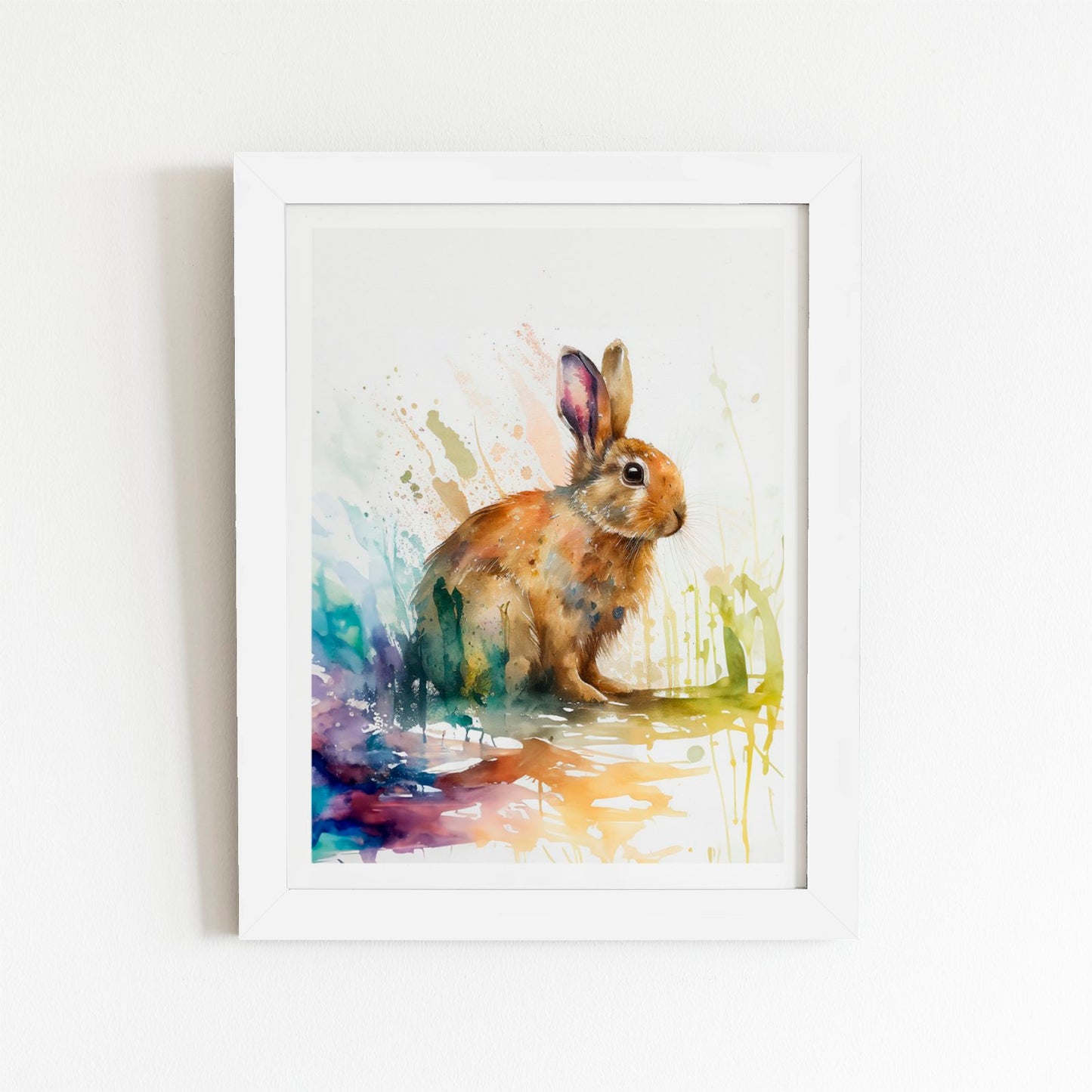 Rabbit Splash Watercolour Art Prints