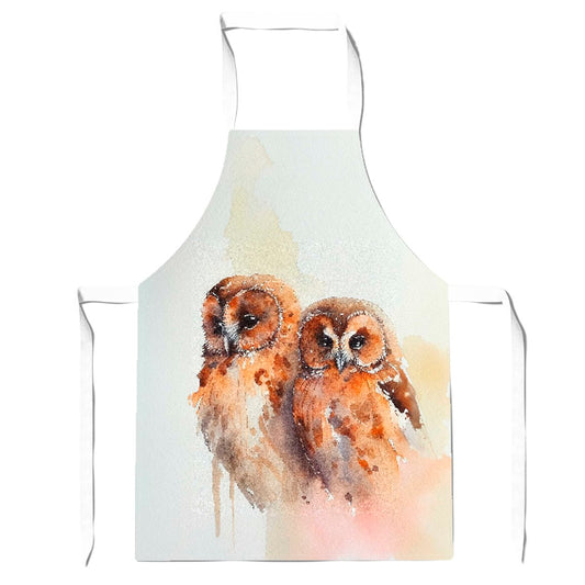 Loving Tawny Owls Watercolour Apron