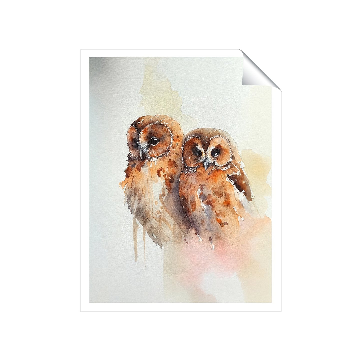 Loving Tawny Owls Watercolour Art Prints
