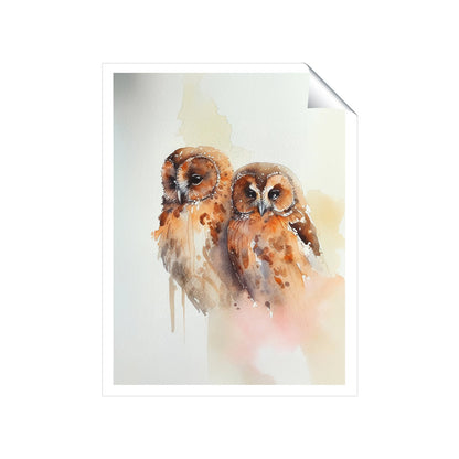 Loving Tawny Owls Watercolour Art Prints