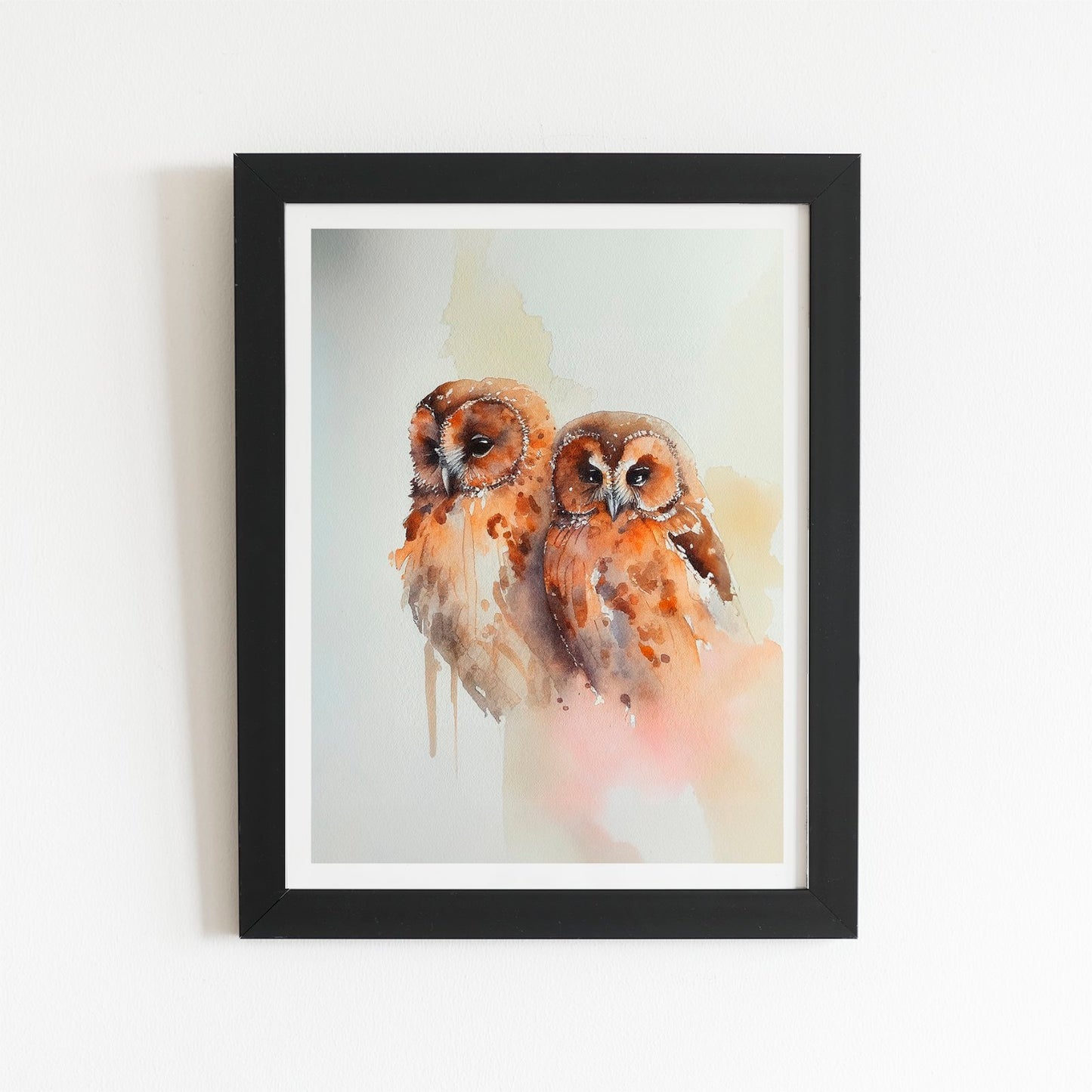 Loving Tawny Owls Watercolour Art Prints