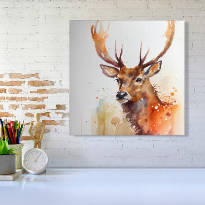 Majestic Stag Watercolour Canvas