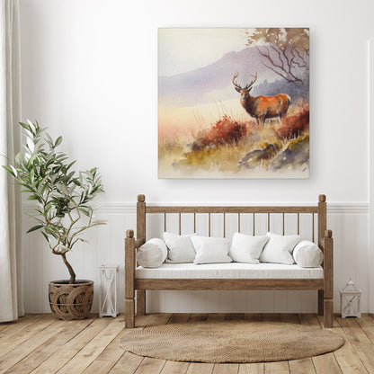 Stag Deer Water Colour Canvas