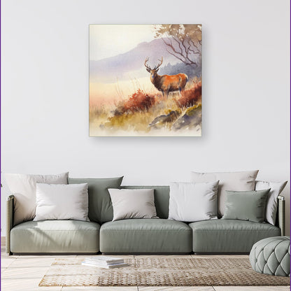 Stag Deer Water Colour Canvas