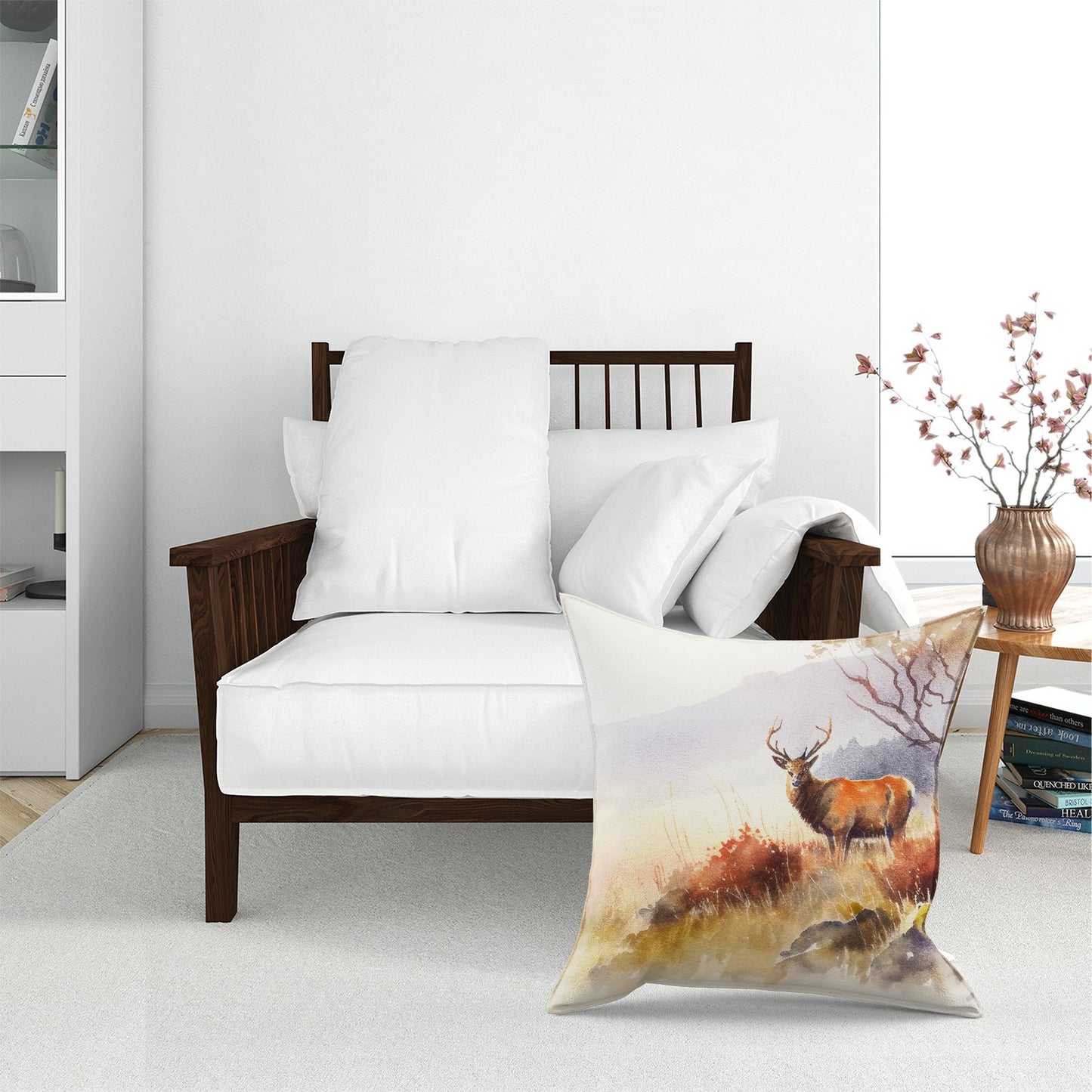 Stag Deer Water Colour Floor Cushion