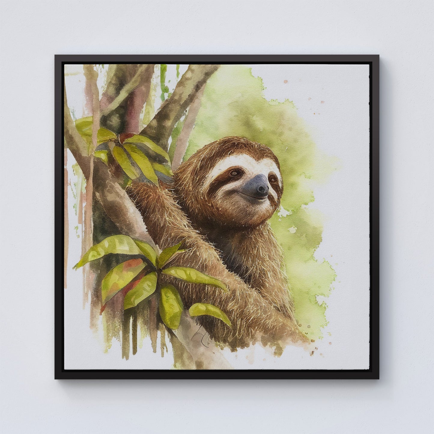 Sloth Watercolour Framed Canvas