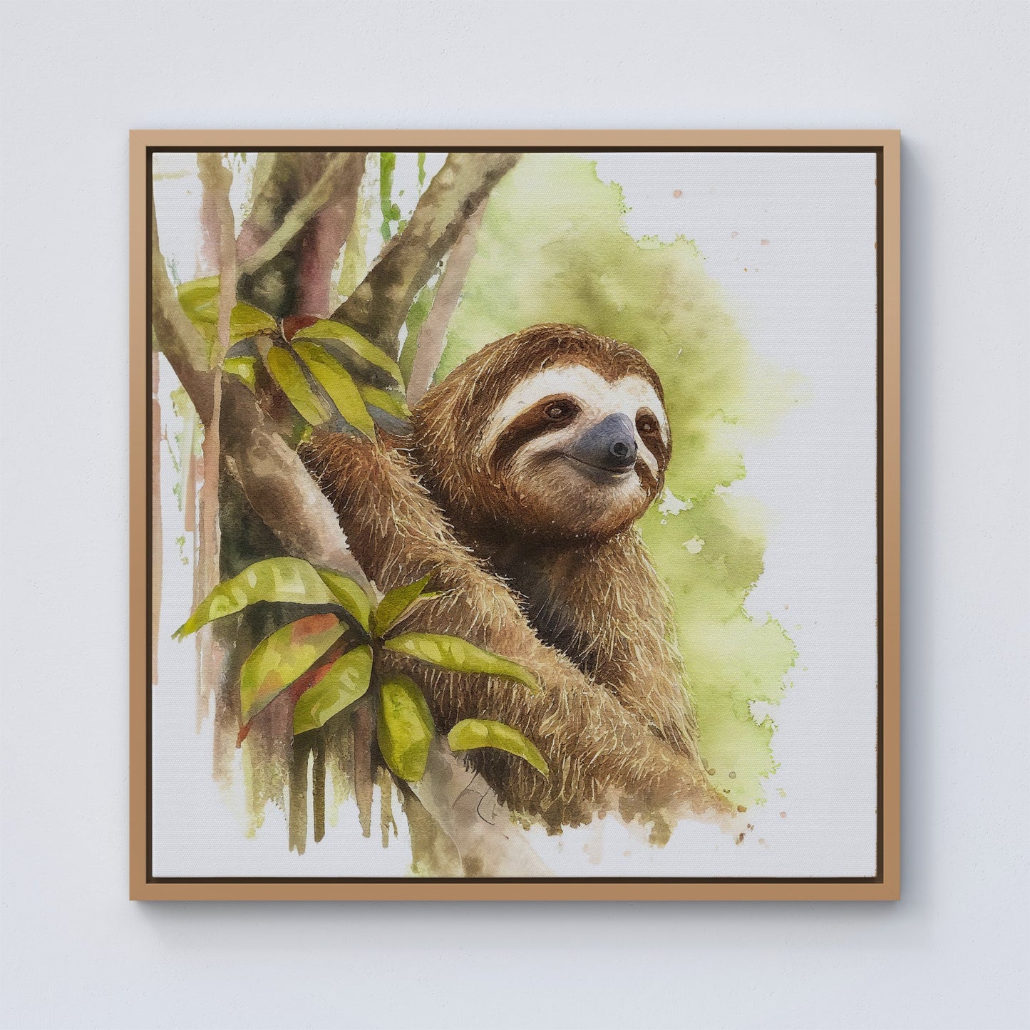 Sloth Watercolour Framed Canvas