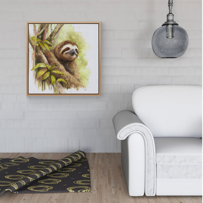 Sloth Watercolour Framed Canvas
