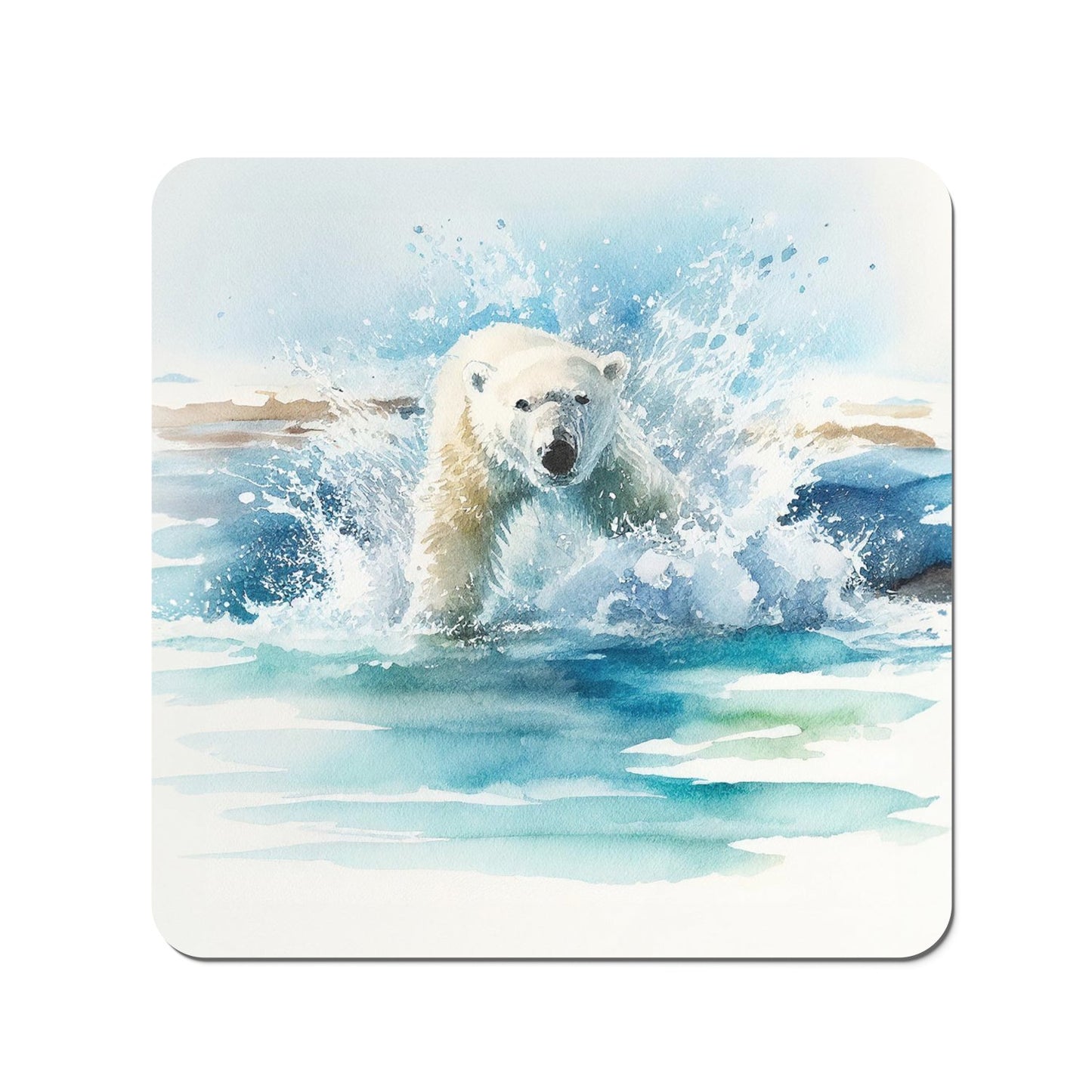Hunting Polar Bear Watercolour Coasters