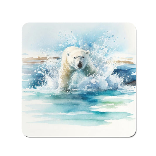 Hunting Polar Bear Watercolour Coasters