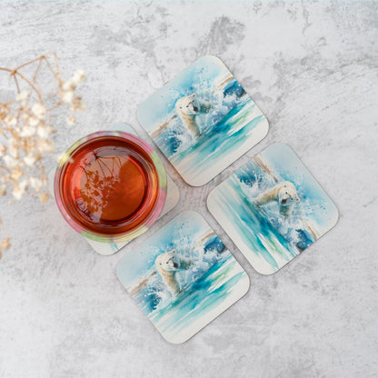 Hunting Polar Bear Watercolour Coasters
