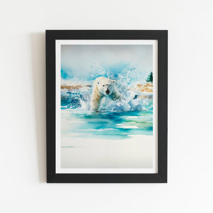 Hunting Polar Bear Watercolour Art Prints