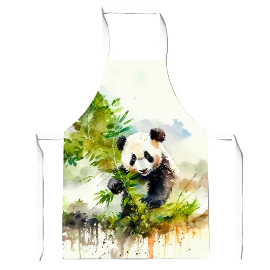 Panda Eating Bamboo Watercolour Apron