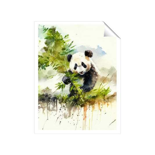 Panda Eating Bamboo Watercolour Art Prints