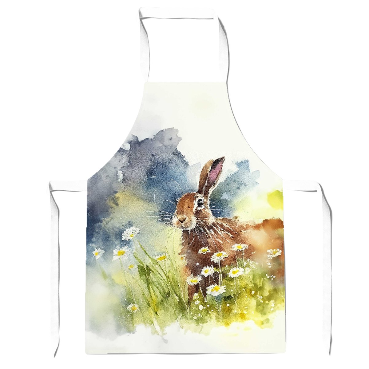 Hare And Daisies Watercolour Apron