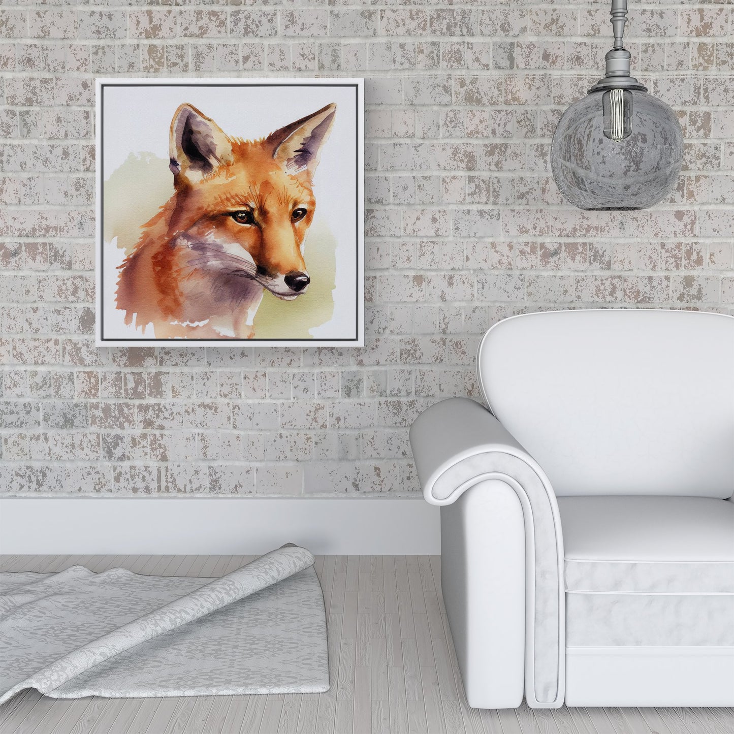 Fox Watercolour Framed Canvas