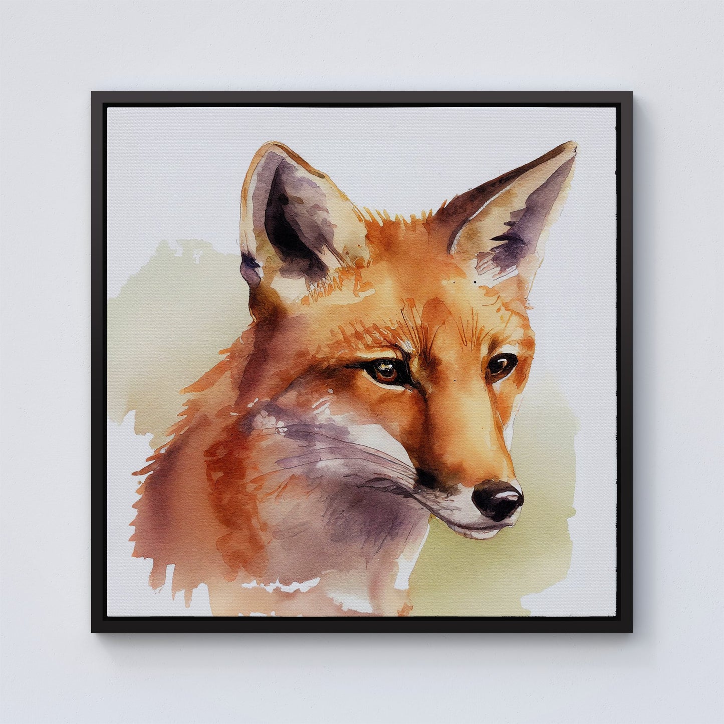 Fox Watercolour Framed Canvas