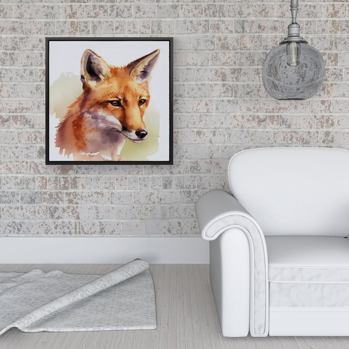 Fox Watercolour Framed Canvas