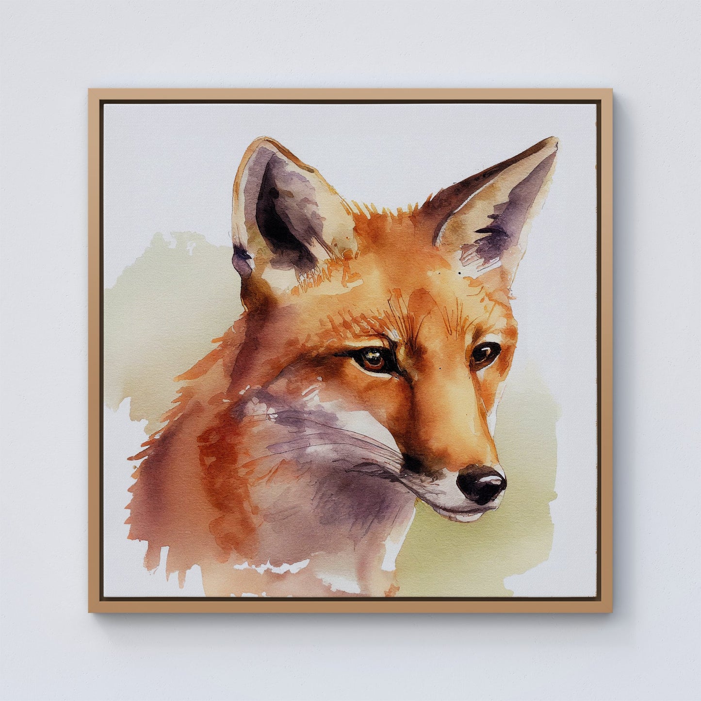 Fox Watercolour Framed Canvas