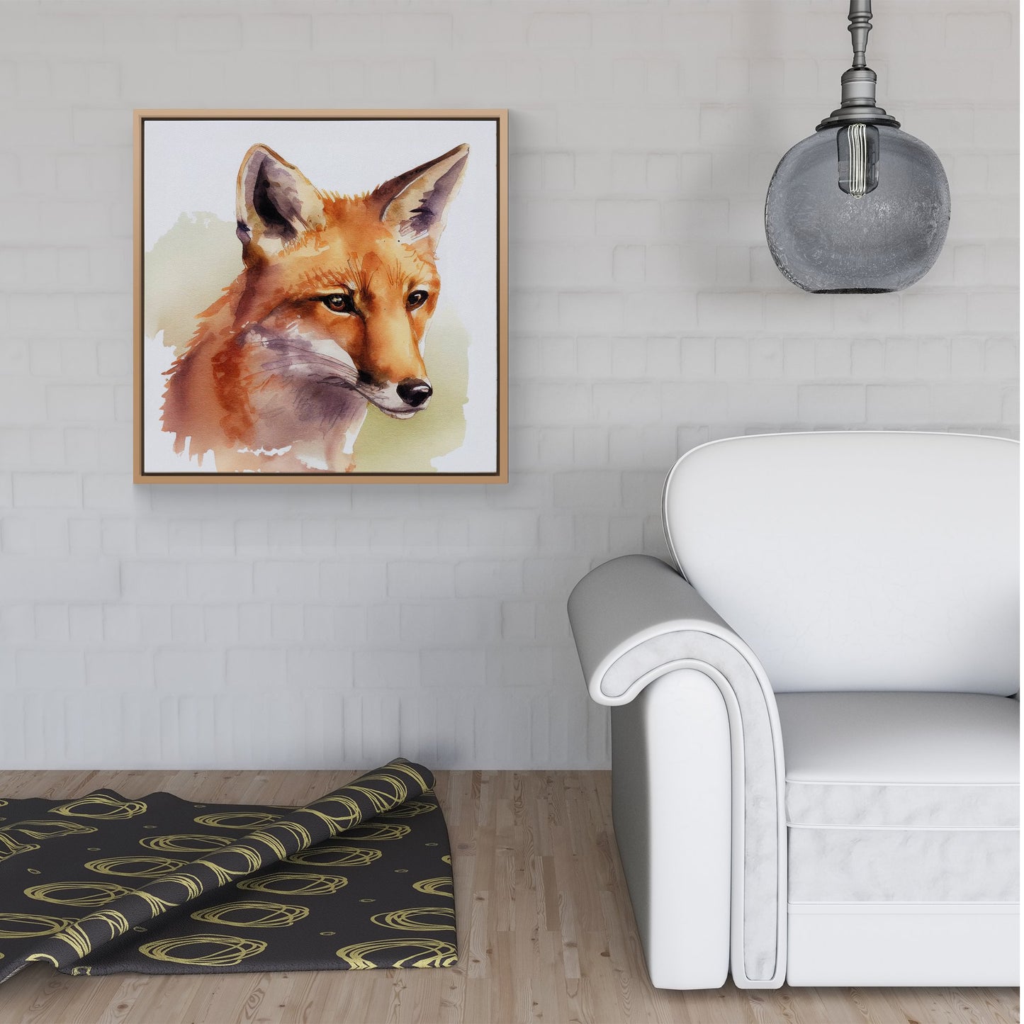 Fox Watercolour Framed Canvas