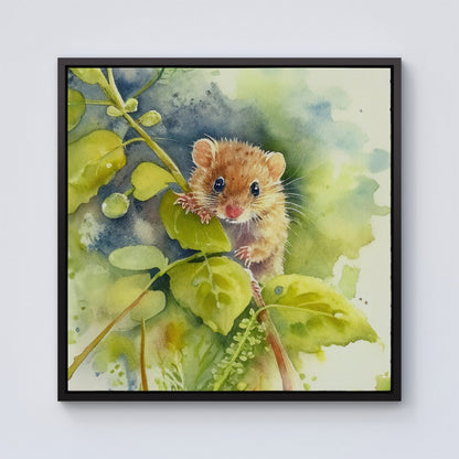 Dormouse Watercolour Framed Canvas